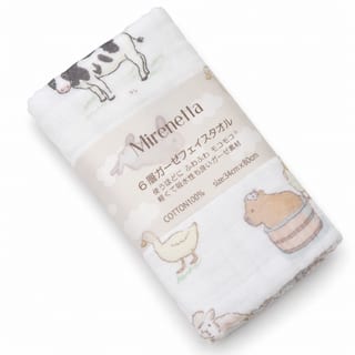 6層ガーゼ フェイスタオル 牧場のともだち柄 1