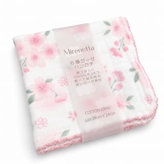 6層ガーゼ ハンカチ 桜柄 1