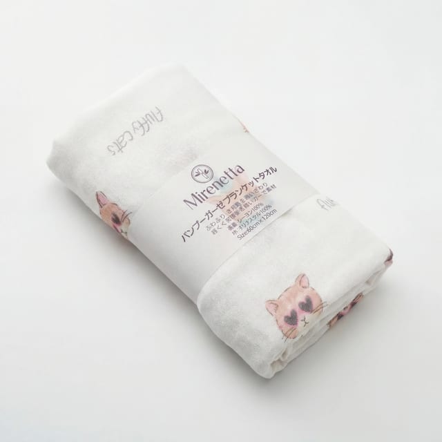 バンブーガーゼ ブランケットタオル ねこ柄