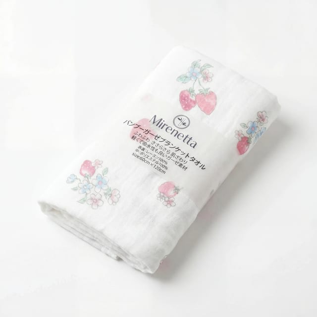 バンブーガーゼ ブランケットタオル いちご柄