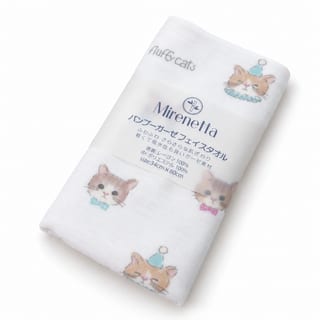 バンブーガーゼ フェイスタオル ねこ柄 1