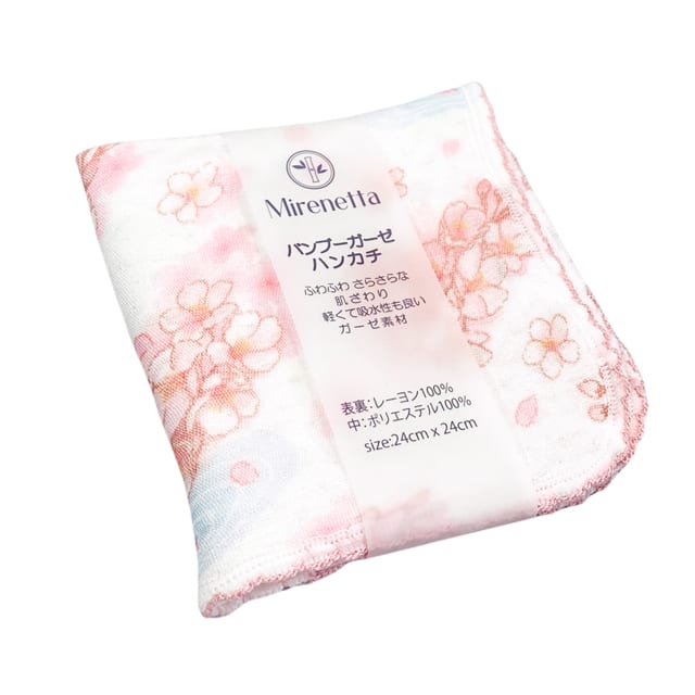 バンブーガーゼ ハンカチ 桜柄