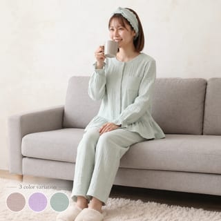 4層ガーゼ ペプラムパジャマ（上下セット） 1