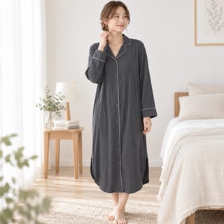 竹ストレッチガーゼ 衿付ワンピース 4