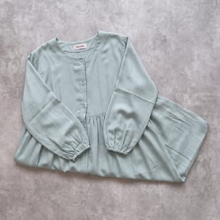 竹ストレッチガーゼ ギャザーワンピース 6